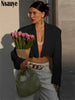 Nsauye Casual Women Office Short Long Sleeve Blazer Coat Tops Female Black Autumn 2023 Jacket Sexy Outfits Elegant