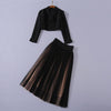 Nueva Chaqueta corta negra de doble botonadura + falda de malla de doble capa traje de falda 2010160x01