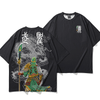 Kimura three social original national tide T-shirt new printed short-sleeved personality loose shoulder five-sleeve top boy tide.