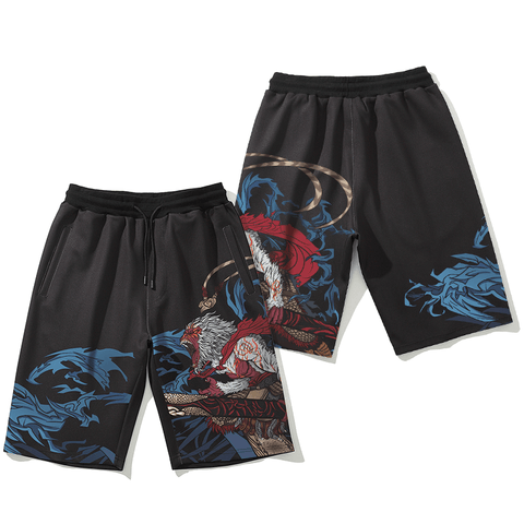 Kimura Three Society Chinese Fengyuan Innovation Fairy Beast Apes King Straight Five Pants Summer Fashion Shorts
