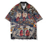 Kimura Sanshe original design national tide beast printing loose fashion shirt short sleeve summer personality hand-painted top