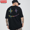 Kimura San she Guochao original new product trend reflective smile print loose large round neck T-shirt short sleeve top
