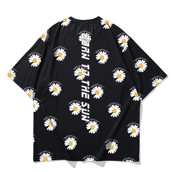 New 2022 small fresh daisy print short sleeve loose large T-shirt for students and youth
