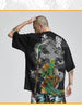 Kimura three social original national tide T-shirt new printed short-sleeved personality loose shoulder five-sleeve top boy tide.