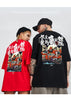 Kimura three social national tide original new hand-painted bell printing loose breathable round collar large-sleeve men and women with the same model.