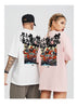 Kimura three social national tide original new hand-painted bell printing loose breathable round collar large-sleeve men and women with the same model.