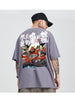Kimura three social national tide original new hand-painted bell printing loose breathable round collar large-sleeve men and women with the same model.