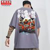 Kimura three social national tide original new hand-painted bell printing loose breathable round collar large-sleeve men and women with the same model.