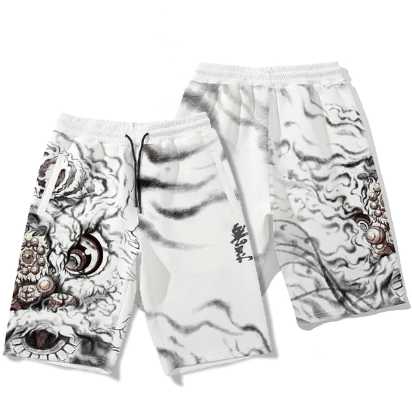 Kimura No.3 original printing summer new straight tube quintuple pants ink lion pattern casual shorts men's fashion
