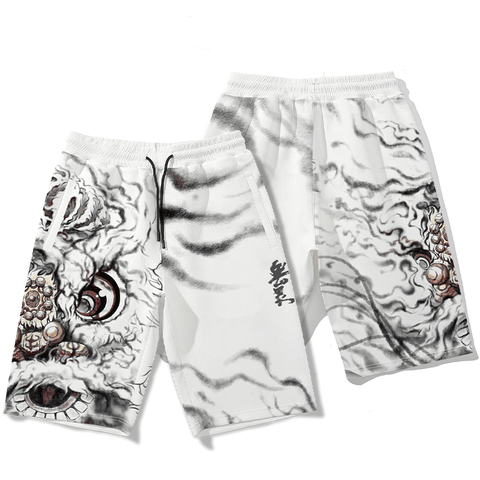 Kimura No.3 original printing summer new straight tube quintuple pants ink lion pattern casual shorts men's fashion
