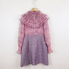 OFF Traf Autumn Elegant Mini Dress Women's Clothes Lace Ruffles Patchwork Plaid Short Dresses Party Festival Lady Robe Vestidos