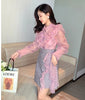 OFF Traf Autumn Elegant Mini Dress Women's Clothes Lace Ruffles Patchwork Plaid Short Dresses Party Festival Lady Robe Vestidos