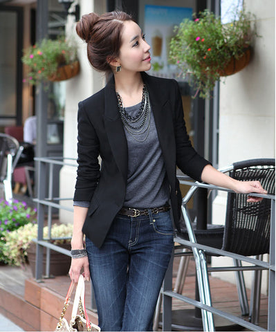 Black Single Button Women Blazers and Jackets 2022 Spring Autumn Fashion Ladies Business Office Suit Jacket Female Tops
