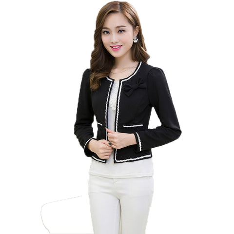 Fashion Women's Blazers And Jackets Suit 2022 Spring Autumn Pink/White/Black Bow Blazer Feminino Ladies Short Jacket