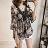 [OL]Summer Women New Chiffon Shirt Office Lady V-neck Full Sleeve Print Loose Comfortable Blusa Feminina H732