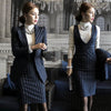 OL Work Striped Office Lady Dress Suits 2 Two Piece Sets Elegant Women Blazer Jacket + Sheath Dresses Femme Official