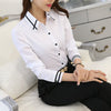 Work Wear White Blue Blouse Plus Size Long Sleeve Turn-down Collar Formal Elegant Ladies Female Shirt Ladies Tops School