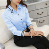Work Wear White Blue Blouse Plus Size Long Sleeve Turn-down Collar Formal Elegant Ladies Female Shirt Ladies Tops School