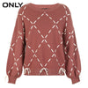 ONLY 2019 womens' winter new loose rope lace knit sweater Trendy diamond lattice Tie-up design|118324560