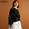 ONLY 2019 womens' winter new loose rope lace knit sweater Trendy diamond lattice Tie-up design|118324560