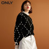 ONLY 2019 womens' winter new loose rope lace knit sweater Trendy diamond lattice Tie-up design|118324560