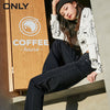 ONLY 2022 winter high-waisted straight loose loose thin asymmetrical denim leg pants women | 120332052