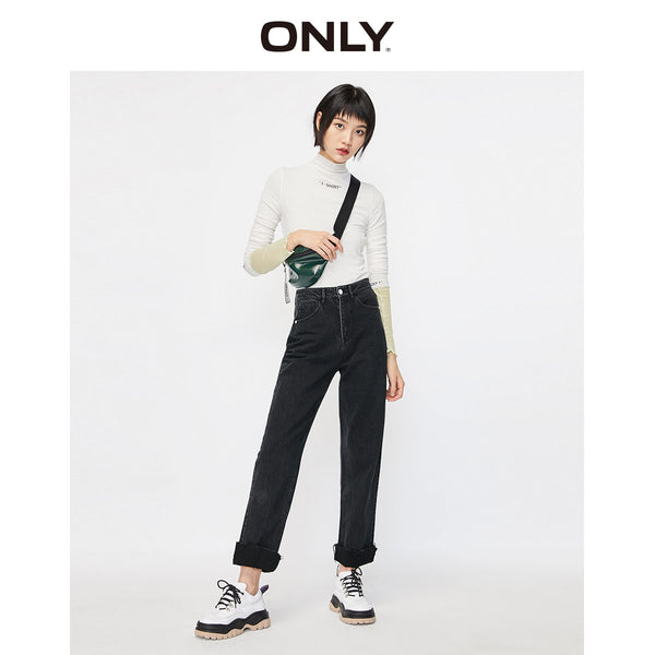 ONLY  Straight Fit High-rise Raw-edge Rolled Crop Jeans | 120149707