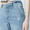 ONLY spring low-rise loose-fitting straight hole light-colored nine-point jeans women  | 120149626
