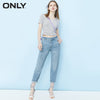 ONLY spring low-rise loose-fitting straight hole light-colored nine-point jeans women  | 120149626
