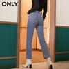 ONLY summer style raw edge high waist straight cropped jeans women | 120349083