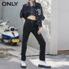 ONLY2022 autumn button letters high waist slim straight cropped jeans women | 120349089