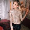 Glitter Bow Tie Blouse Women Long Sleeve Autumn Winter Shirts Female Tunic Tops Ladies Office Casual Chemise Fashion 2022