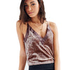 Silk Velvet Camisole Crop Tops Sexy V-neck Sleeveless Women Tank Top Satin Strap Female Tops Summer Cropped Autumn Camis