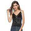 Silk Velvet Camisole Crop Tops Sexy V-neck Sleeveless Women Tank Top Satin Strap Female Tops Summer Cropped Autumn Camis