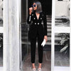 Ocstrade Summer Sets for Women 2023 Black V Neck Long Sleeve Sexy 2 Piece Set Outfits  Two Piece Set Suit
