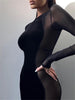 Odessa Sexy Bodycon Black Elegant Women Midi Dress 2023 Winter Spring Evening Party Long Sleeve Glitter Women's bandage Dresses