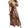 Off Shoulder Maxi Dress Women Sexy Deep V Leopard Dress Butterfly Wrap Sling Sleeveless Nightclub Party Long Dresses Sukienki