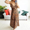 Off Shoulder Maxi Dress Women Sexy Deep V Leopard Dress Butterfly Wrap Sling Sleeveless Nightclub Party Long Dresses Sukienki