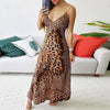 Off Shoulder Maxi Dress Women Sexy Deep V Leopard Dress Butterfly Wrap Sling Sleeveless Nightclub Party Long Dresses Sukienki