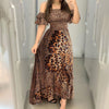 Off Shoulder Maxi Dress Women Sexy Deep V Leopard Dress Butterfly Wrap Sling Sleeveless Nightclub Party Long Dresses Sukienki