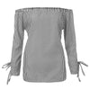Off Shoulder Shirt Women Long Sleeve Stripe Print Big Size Tunic Tops 2022 Autumn Plus size Loose Women Blouse blusa feminina