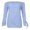 Off Shoulder Shirt Women Long Sleeve Stripe Print Big Size Tunic Tops 2022 Autumn Plus size Loose Women Blouse blusa feminina
