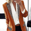 Office Blazer Vintage Coat Lady Blazer Leopard Print Fake Flap Pockets Autumn Winter Long Sleeve Lapel Suit Jacket Casual Suits