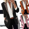 Office Blazer Vintage Coat Lady Blazer Leopard Print Fake Flap Pockets Autumn Winter Long Sleeve Lapel Suit Jacket Casual Suits