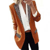 Office Blazer Vintage Coat Lady Blazer Leopard Print Fake Flap Pockets Autumn Winter Long Sleeve Lapel Suit Jacket Casual Suits