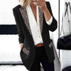 Office Blazer Vintage Coat Lady Blazer Leopard Print Fake Flap Pockets Autumn Winter Long Sleeve Lapel Suit Jacket Casual Suits
