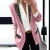 Office Blazer Vintage Coat Lady Blazer Leopard Print Fake Flap Pockets Autumn Winter Long Sleeve Lapel Suit Jacket Casual Suits