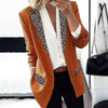 Office Blazer Vintage Coat Lady Blazer Leopard Print Fake Flap Pockets Autumn Winter Long Sleeve Lapel Suit Jacket Casual Suits