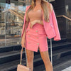Office Female Elegant Blazer And Skirt Suit Women Basic Solid Slim Business Skirt Outfits High Waist Skirt Jacket Two Piece Set