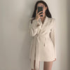 Office Ladies Blazer Dress Women Suits with Belt Outerwear Women's Jackets 2023 Long Sleeve Elegant White Black Jacket Female